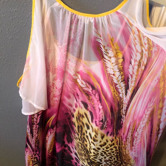 Shirt colorful sheer blouse tunic - Picture 2 of 4